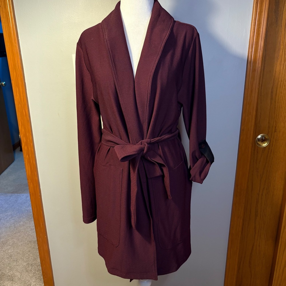 Lysse New York Women's Burgundy wine‎ Collared open Cardigan jacket Size S